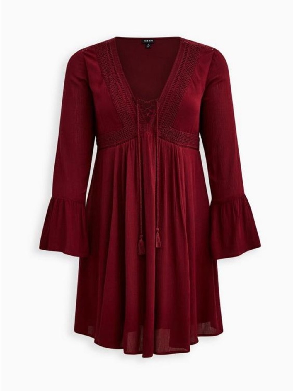 Mini Gauze Lace-Up Skater Dress